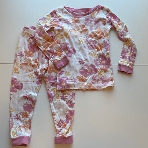 Charming Floral Kids Pajama Set - Purple and Orange